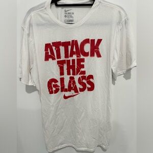 Mens L Nike Dri-Fit T-Shirt White with Red